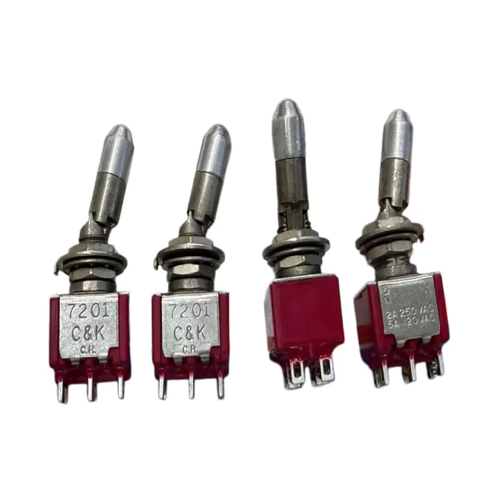 1PCS 100% American c&K 7201K2ZQE with lock anti-collision pull-out toggle switch 6-pin 2-position shaking power switch