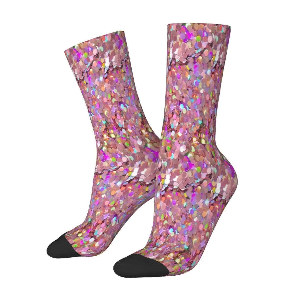 

Pink Glitter Sequins Socks Male Mens Women Spring Stockings Polyester