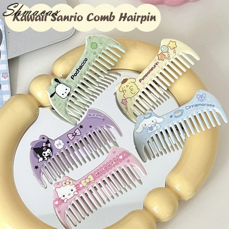 Kawaii Sanrio Hello Kitty Hair Clip Kuromi Comb Cinnamoroll Pochacco Hair Pin Bangs Side Clip Sweet Girl Headwear