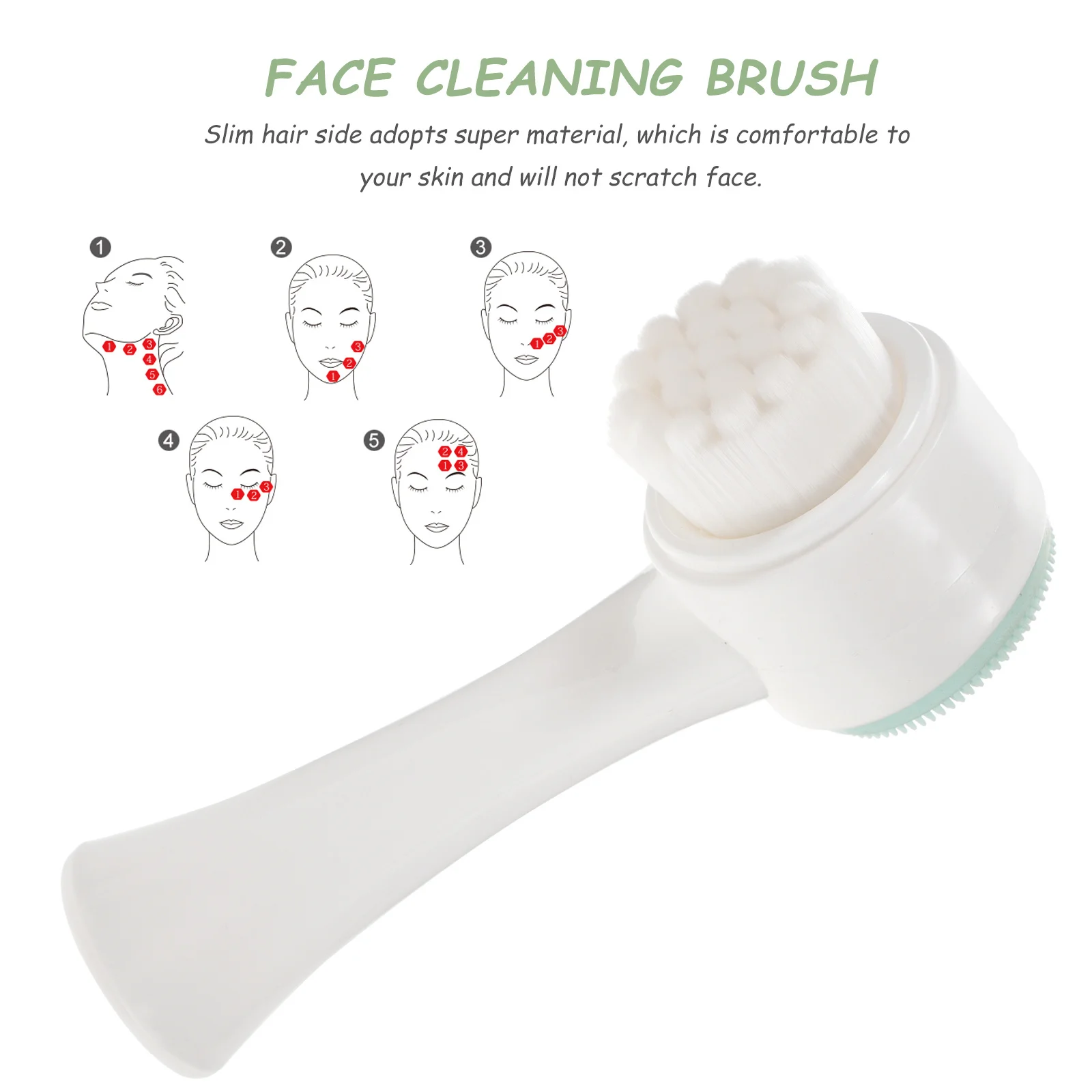 Brosse de nettoyage du visage manuelle, exfoliante double face, matériau doux, anti-rayures, outil de soins de la peau pour le quotidien, 1 pièces