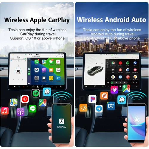 Imagen 2 del producto CarlinKit inalámbrico CarPlay Android Auto para Tesla modelo 3 modelo X Y modelo S conexión automática asistente de voz Siri Spotify Waze 5G BT