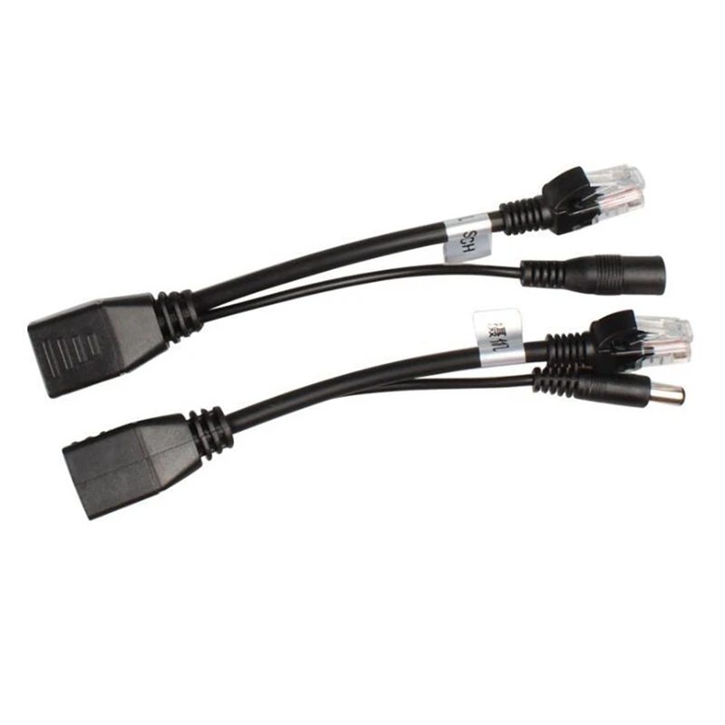 10Pcs(5Pair) POE Splitter POE Switch POE Cable Adapter Tape Screened 5V 12V 24V 48V Power Supply Cable 5.5X2.1Mm