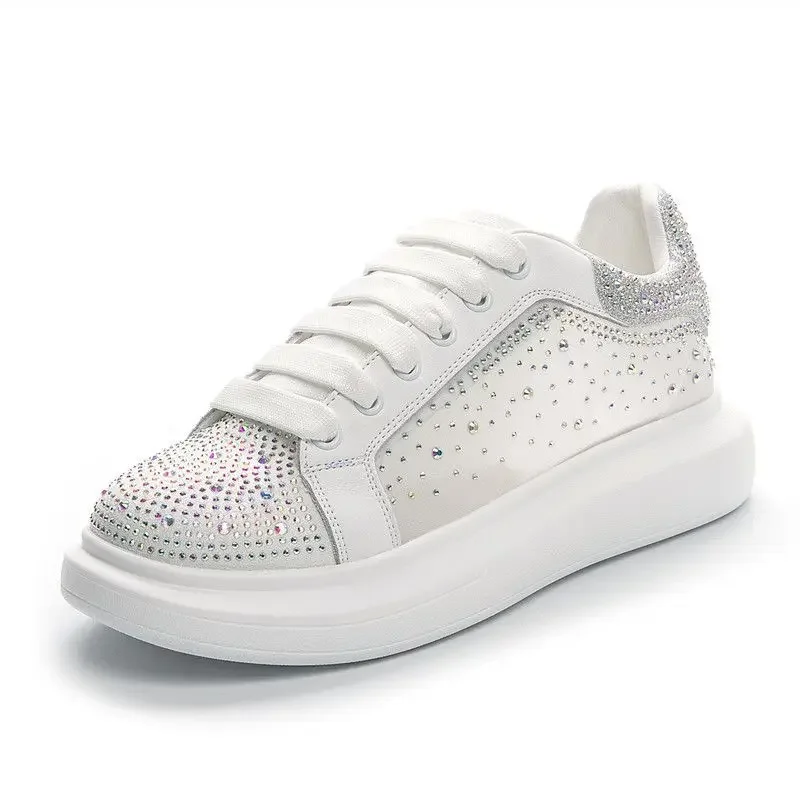 Damskie buty z kryształkami sport diament Whit Rhinestone obuwie damskie lato 2024 Walking moda miejska 39 New Arrival bawełna