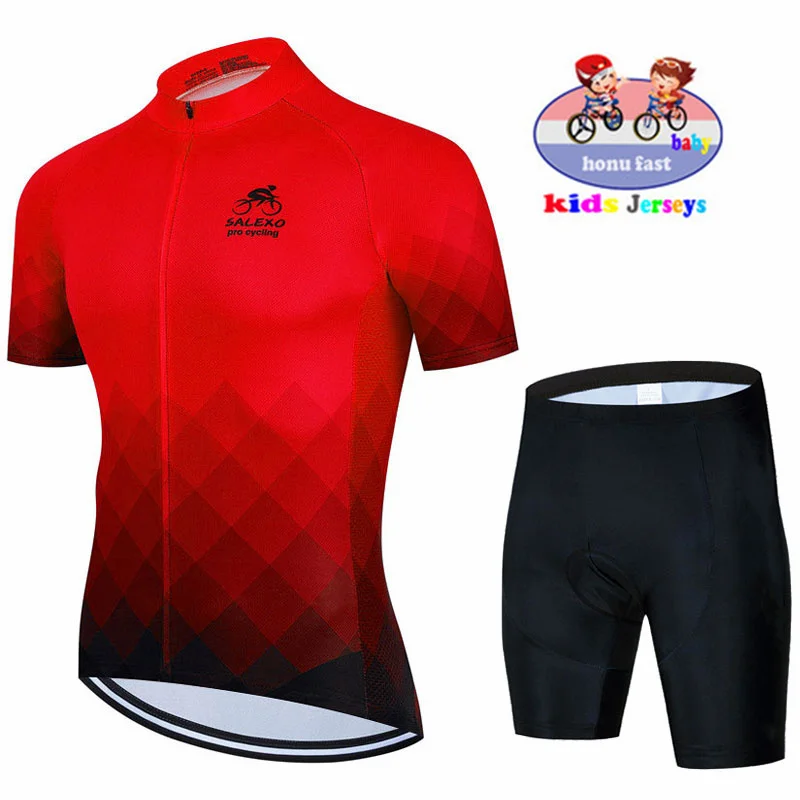 New 2023 Baby New Kids Short Sleeve Cycling Jersey Set Breathable Children Bike Clothing Boys Quick Dry Summer Bike Uniform