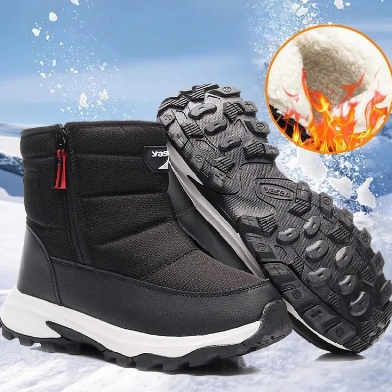 

Mens Snow Boots Thickened Plush Warm Cotton Shoes Outdoor Non-slip Platform Boots 2026New Winter Boots for Men Botas Para Hombre
