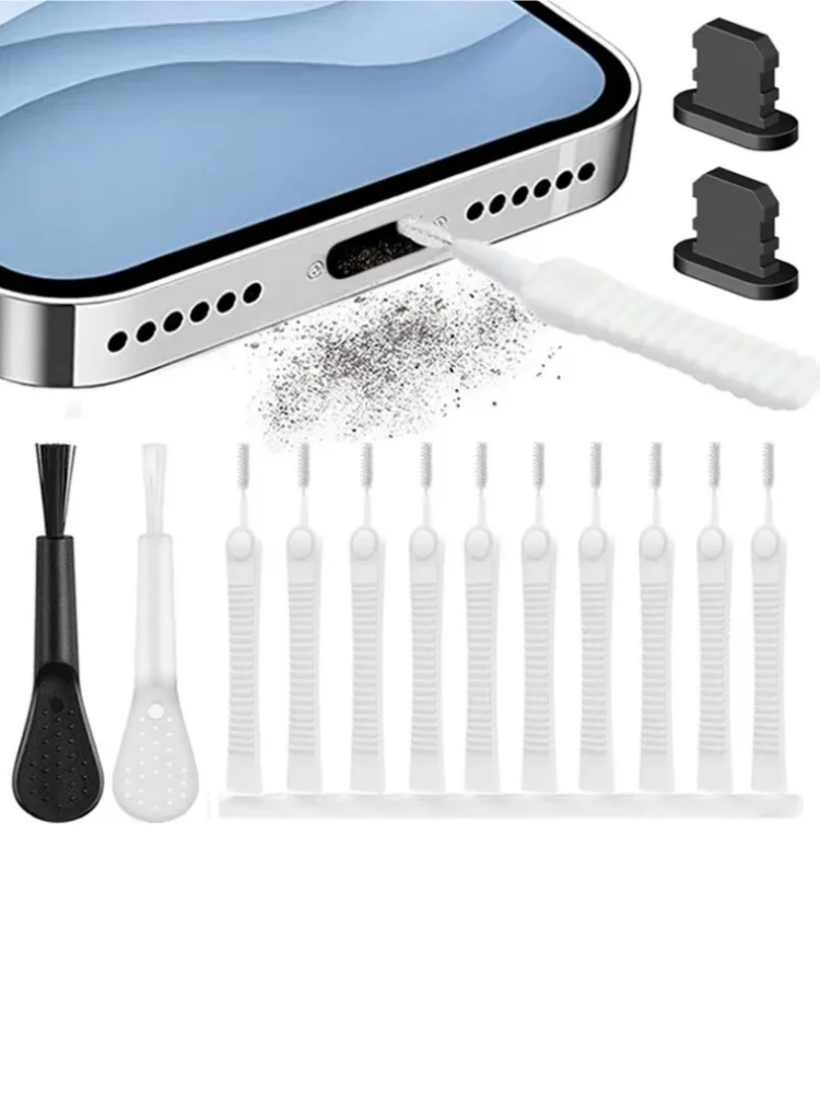 Kit de nettoyage pour le retrait des bouchons anti-poussière du port de charge des téléphones mobiles pour iPhone 15 14 13 Pro Max, brosse de nettoyage anti-poussière pour clavier d'ordinateur