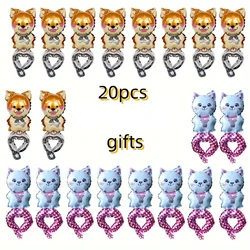 20pcs, Inflatable Cat And Dog Balloons, Cute Cartoon Inflatable Wrist Balloons, Jungle Theme Birthday Party Favors, Zoo Carnival