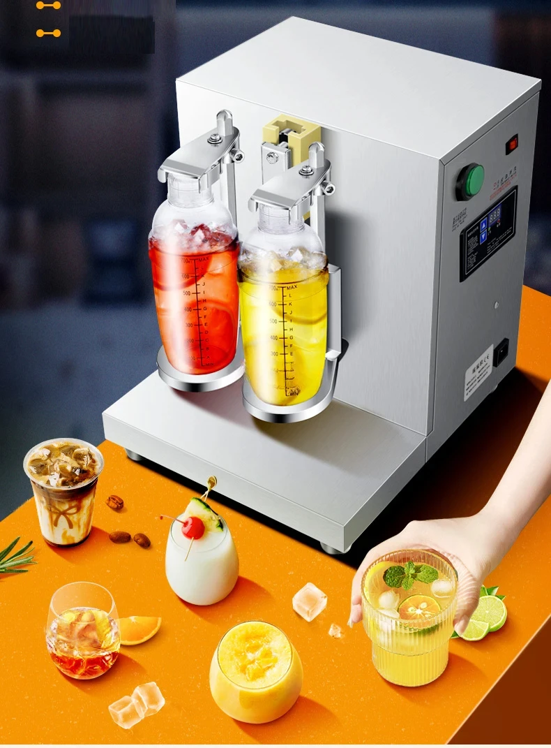 110V 220V Dubbele Kop Bubbel Thee Schudmachine Met Timer Cocktail Boba Melk Thee Shaker