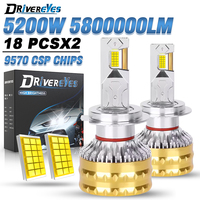2pcs H4 H7 LED Headlight Bulbs Canbus H1 H11 H8 H9 9570 CSP Chips 9005 9006 9012 HB3 HB4 HIR2 Auto Lamps Kit Fog Light 6000K 12V