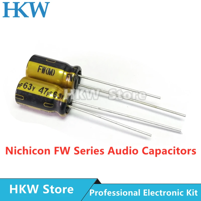 10pcs NICHICON 47UF 63V 6.3X11mm FW Series Electrolytic Capacitors Hi-Fi Audio Capacitor New and Original 63V47UF 6.3*11MM