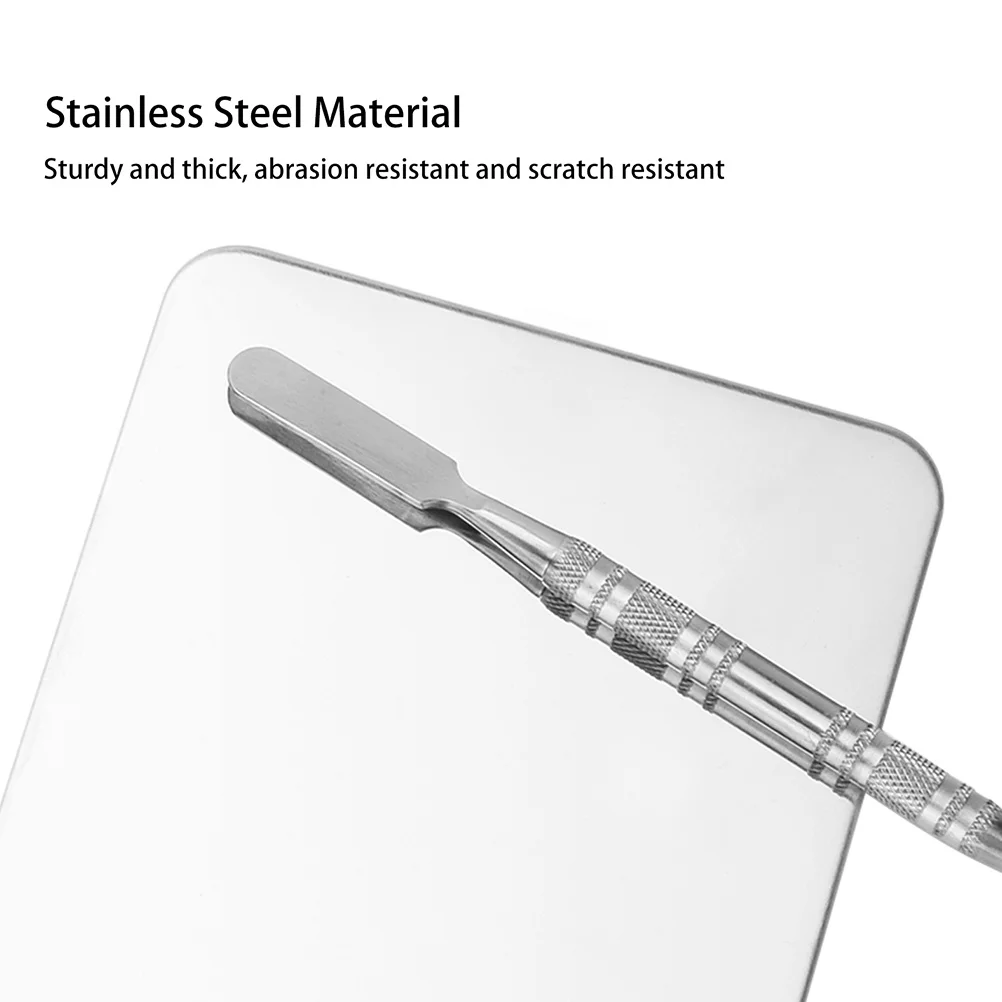

1Set Stainless Steel Makeup Mixing Plate Spatula Set Blending Tray Professional Foundation Pigment Mixing Nail Color