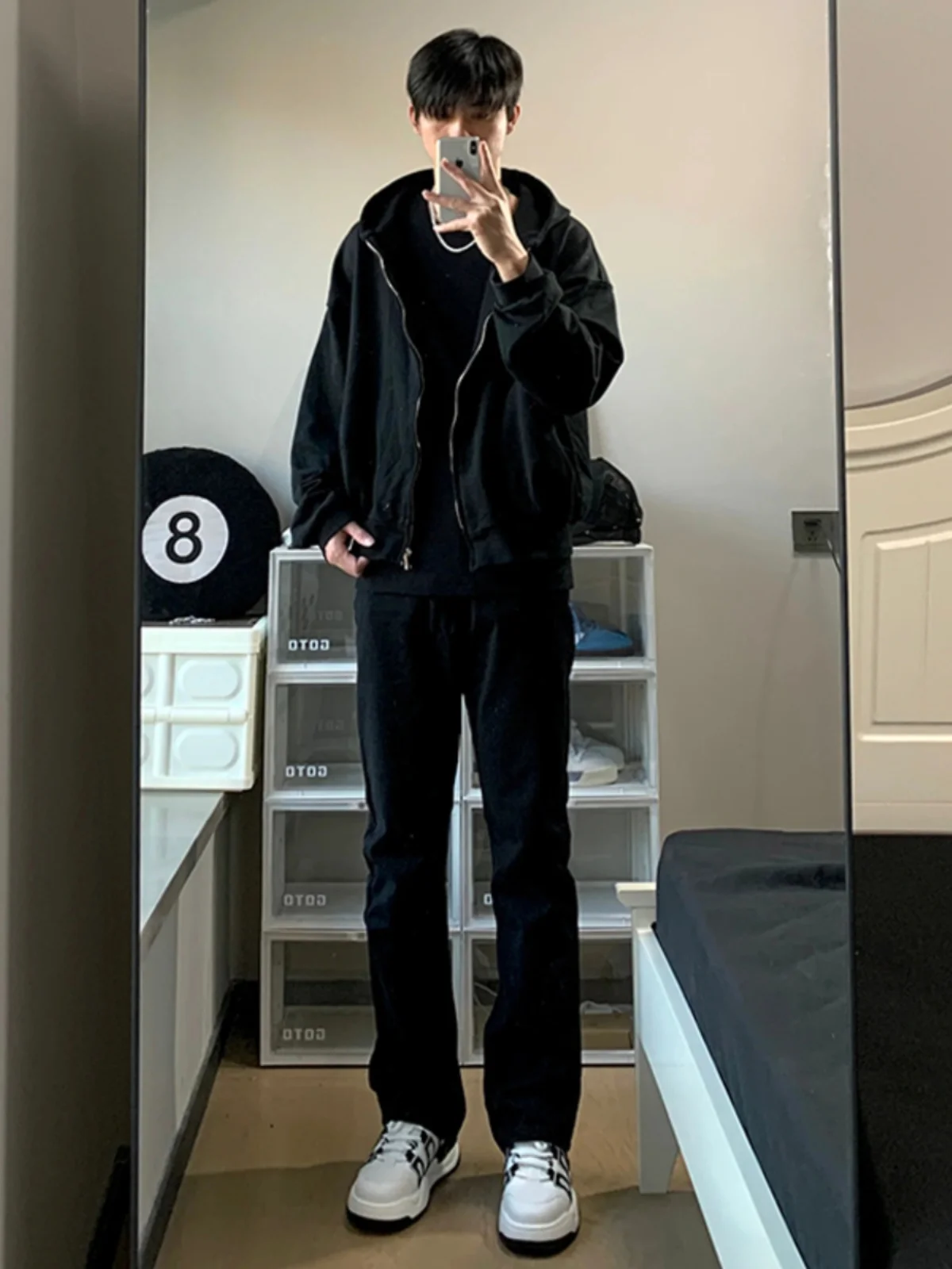 

Black Fleece Lined Jeans Men's Autumn Winter Straight Leg Warm Trousers Cleanfit American High Street Style Youth Fashion