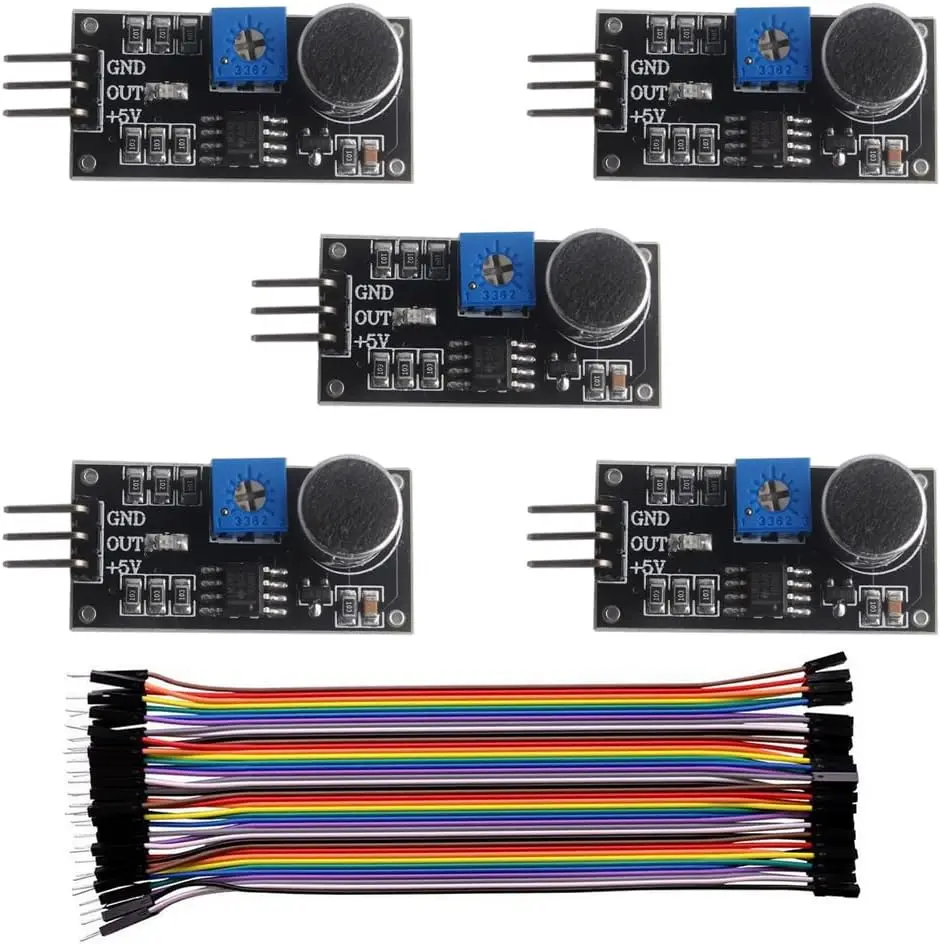 LM393 Sound Sensor Module High Sensitivity Microphone Sound Detection Sensor 3.3-5V Digital Onboard Potentiometer Led Indicator