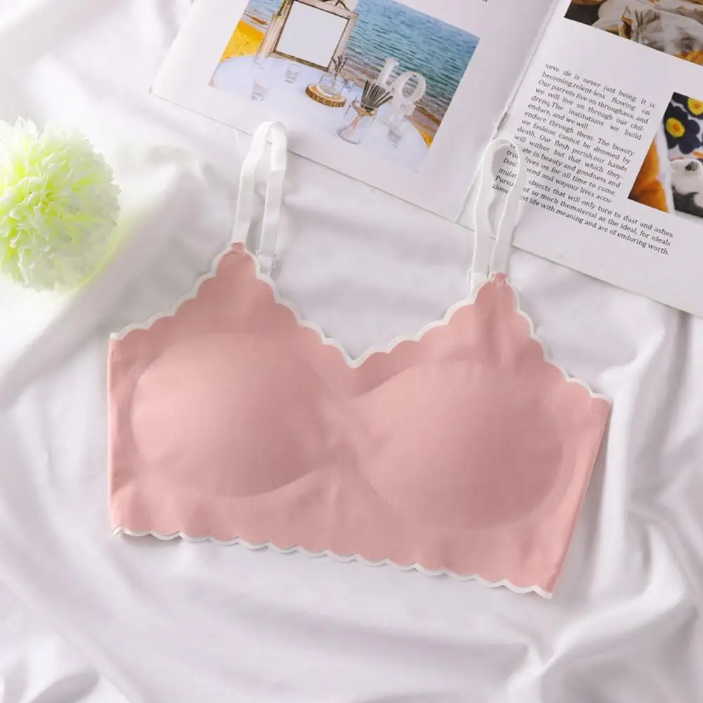Sujetador cómodo para mujer, sujetador de entrenamiento acolchado suave para chicas adolescentes con correas ajustables, inalámbrico, transpirable para estudiantes para el desarrollo