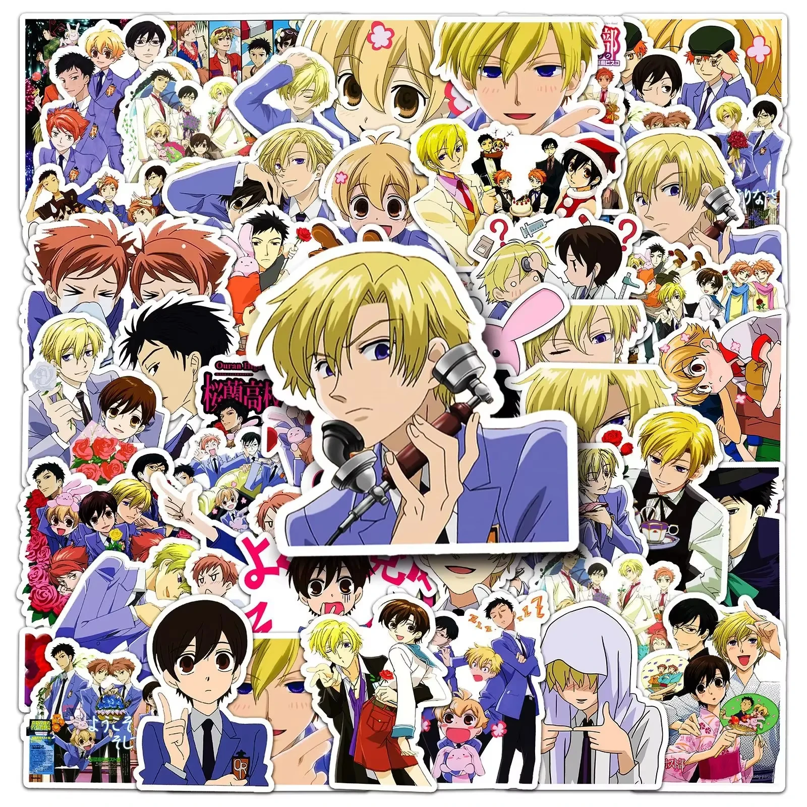 

50 наклеек Ouran High School Host Club: Анимационные стикеры для декора, мультяшные наклейки для холодильника, багажа, ноутбука, телефона, гитары, автомобиля