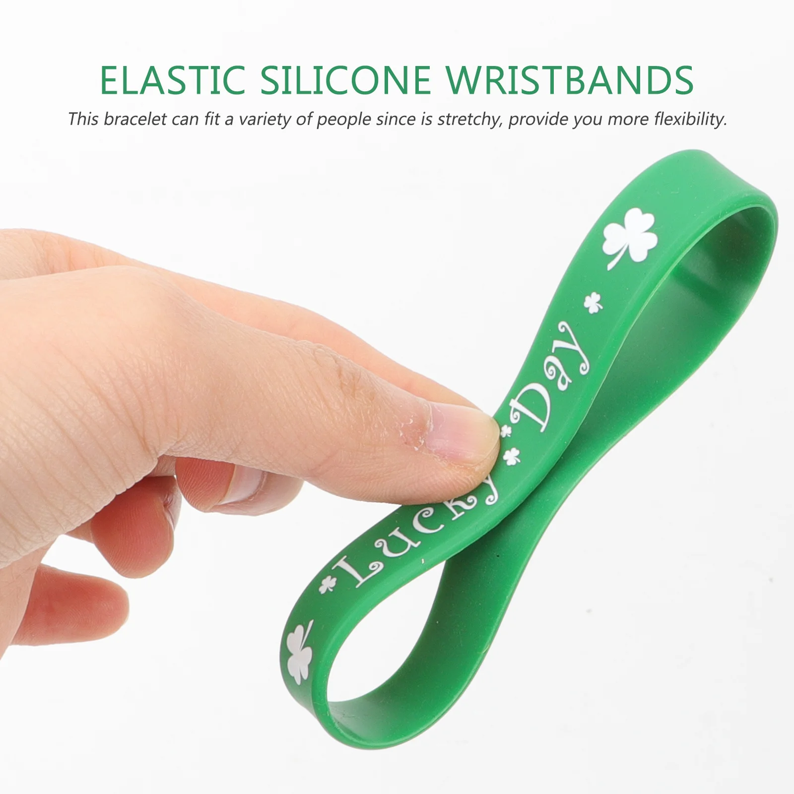 

10pcs Silicone Wristbands Elastic Shamrock Bracelets St. Patrick'S Day Party Favors Colorful Flexible Decorative Bracelets For