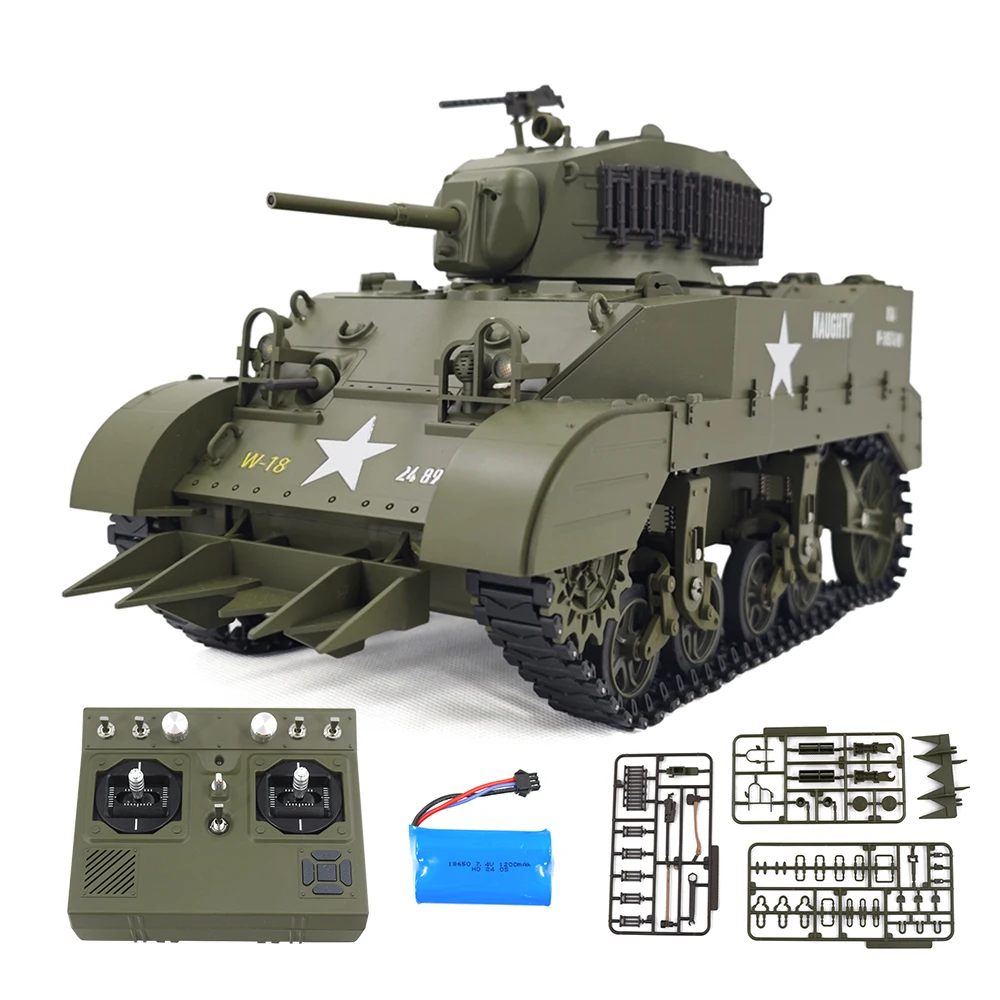 COOLBANK 1/16 zbiornik RC USA Model czołgu lekkiego M5A1 Stuart z dźwięk i światło zbiornikami do zdalnego sterowania o obrocie 360 ° dla dorosłych