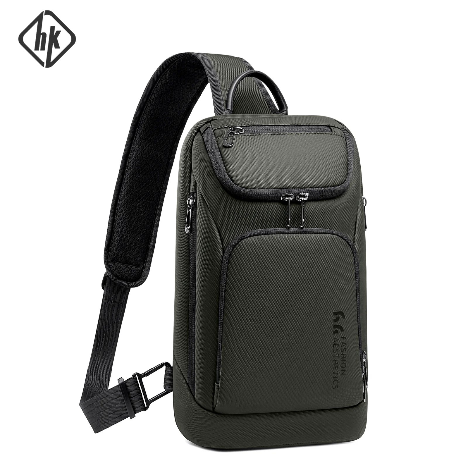 

HK Fashion Crossbody Bags for Men Oxford Lightweight Chest Bag Fit 11 inch iPad Waterproof Messenger Sling Pack Leisure Satchel