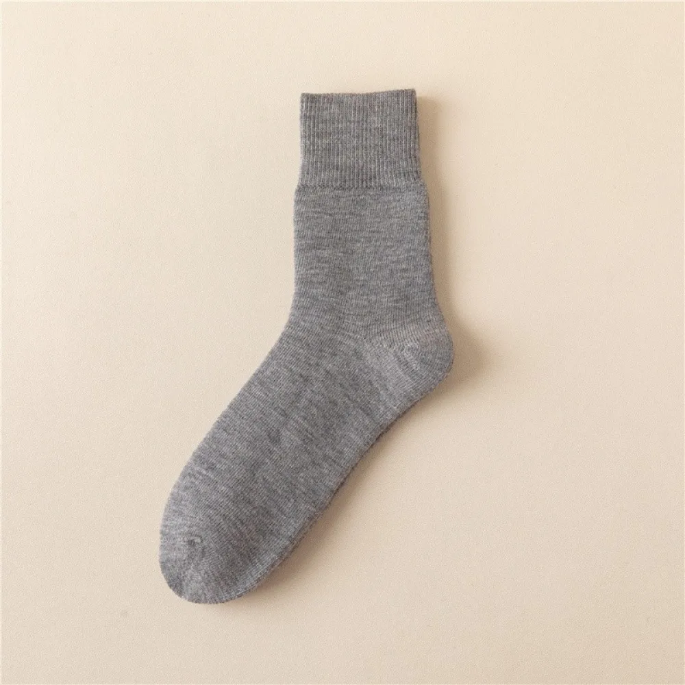 

Foot Protection Thick Thermal Winter Warm Socks Solid Color Soft Wool Socks Mid-Calf Length Breathable Men Business Socks Winter