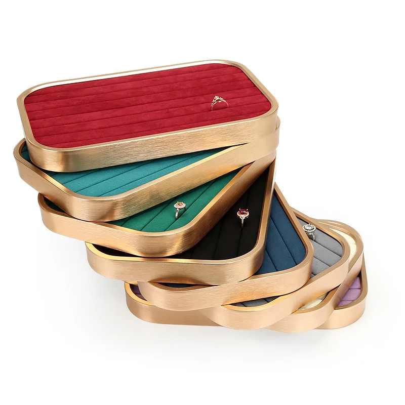 

Бархатный лоток для хранения колец, штабелируемый ящик для демонстрации ювелирных изделий, органайзер, держатель для ювелирных изделий, лоток для ювелирных изделий для дисплея