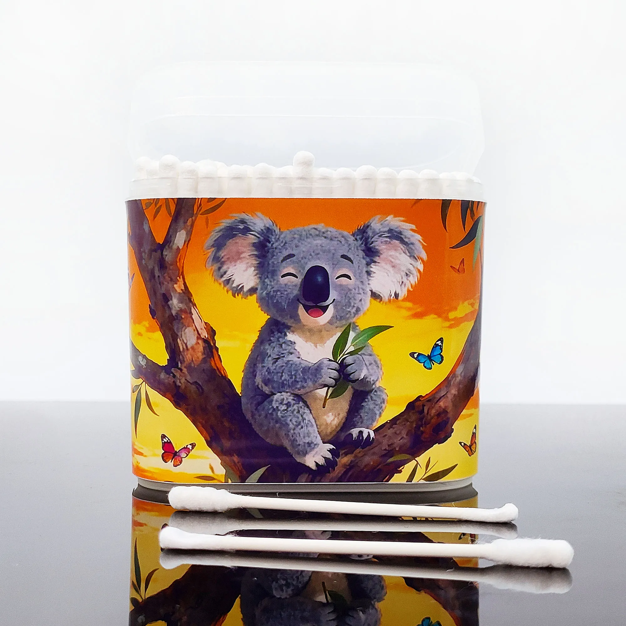 200개 코알라 테마 면봉, 다기능 양면 면봉, 나사형 스푼, 면봉 스틱.