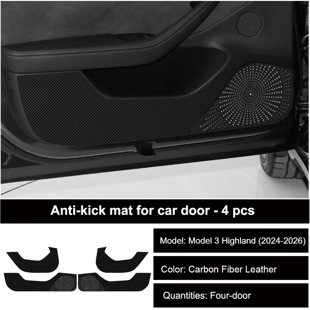 Anti-Kick-Pads für Autotüren für Tesla Model 3 Highland, Model Y Juniper YL 2021-2026, Schutzsticker für Handschuhfach, PU-Leder-Pads – Detail 12