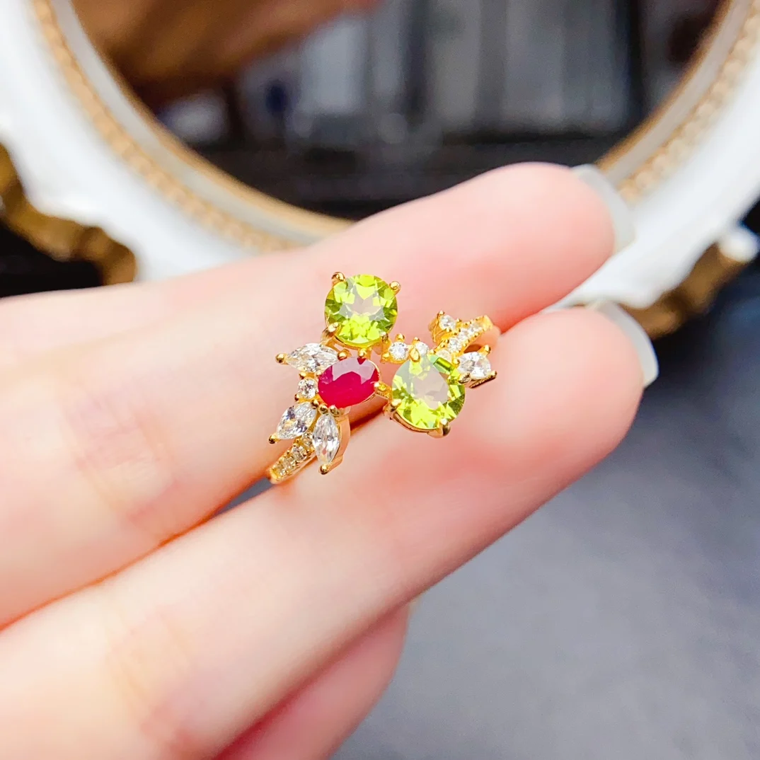 

Кольцо из натурального оливкового рубина 3*4 мм, настоящее серебро S925, сертификат, дизайн, изысканные модные очаровательные свадебные украшения для женщин FS