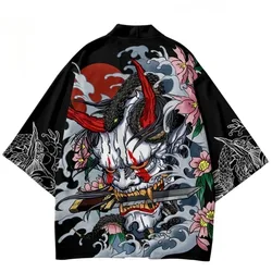 Traditional Samurai Kimono Anime Dragon Korean Style Graphic Casual Tops Men Japanese Cardigan Yukata 2024 Summer Clothing