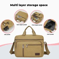 Men's Canvas Shoulder Bag Casual Crossbody Bag Daily Commuting Tote with Multiple Pockets Durable Lightweight School Travel Bag 5