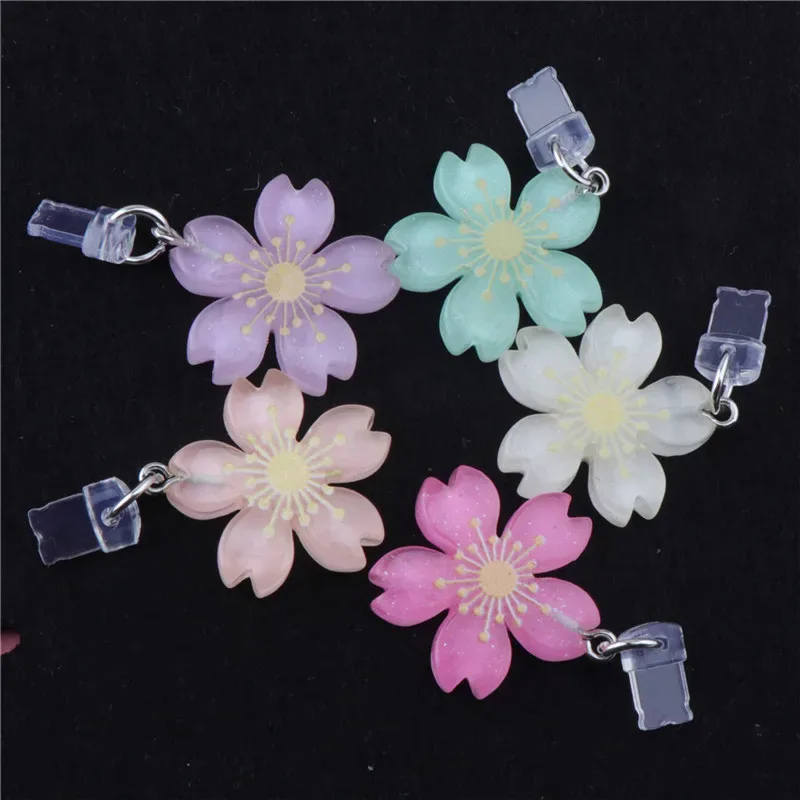 Resin Sakura Phone Dust Plug Charm Kawai Charge Port Plug For iPhone Anti Dust Cap Cute Type C Dust Protection Stopper Pendant