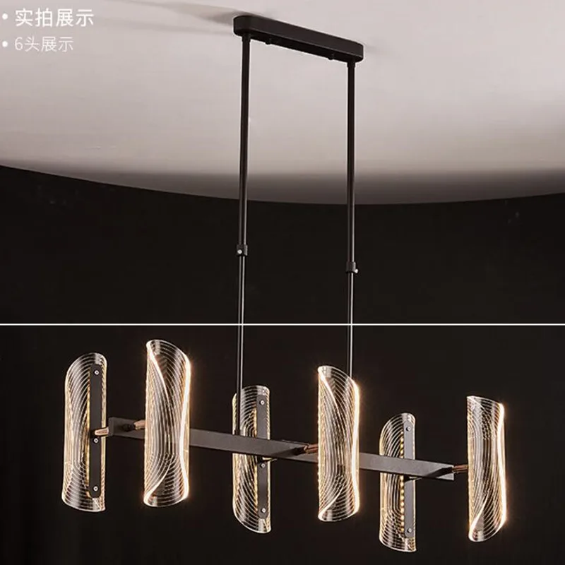 

Modern Led Chandelier Lighting Dining room Hanging Light Kitchen Island Pendant Light Black Body Study Height Adjustable Luster