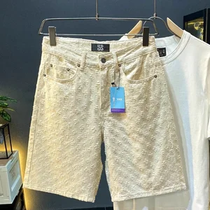 Kot Şort-yıkanmış siyah-erkek-kot pantolon, yaz sokak modası, bol, düz bacak, düz bacak, tasarımcı, yaz aylarında erkek, 2022 8 ana satış alanında, siyah kot pantolon, erkek №8