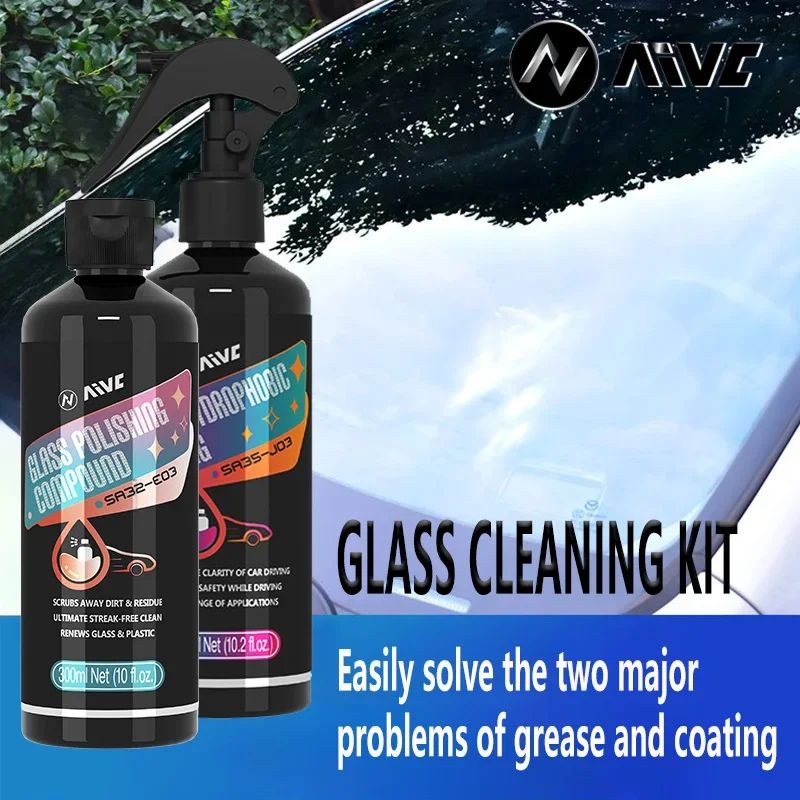 

AIVC Car Windshield Glass Care Hydrophobic Coating,Oil Fog Remover,Nano Waterproof Spray,Anti-fog, Window Cleaner Detailing Kit