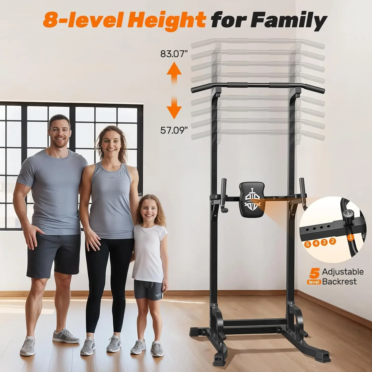 

[Discounted Price, Hot Sale!]Pull Up Bar Dip Station Power Tower Assistive Trainer Multi-Function Home Gym Strength Training Fit