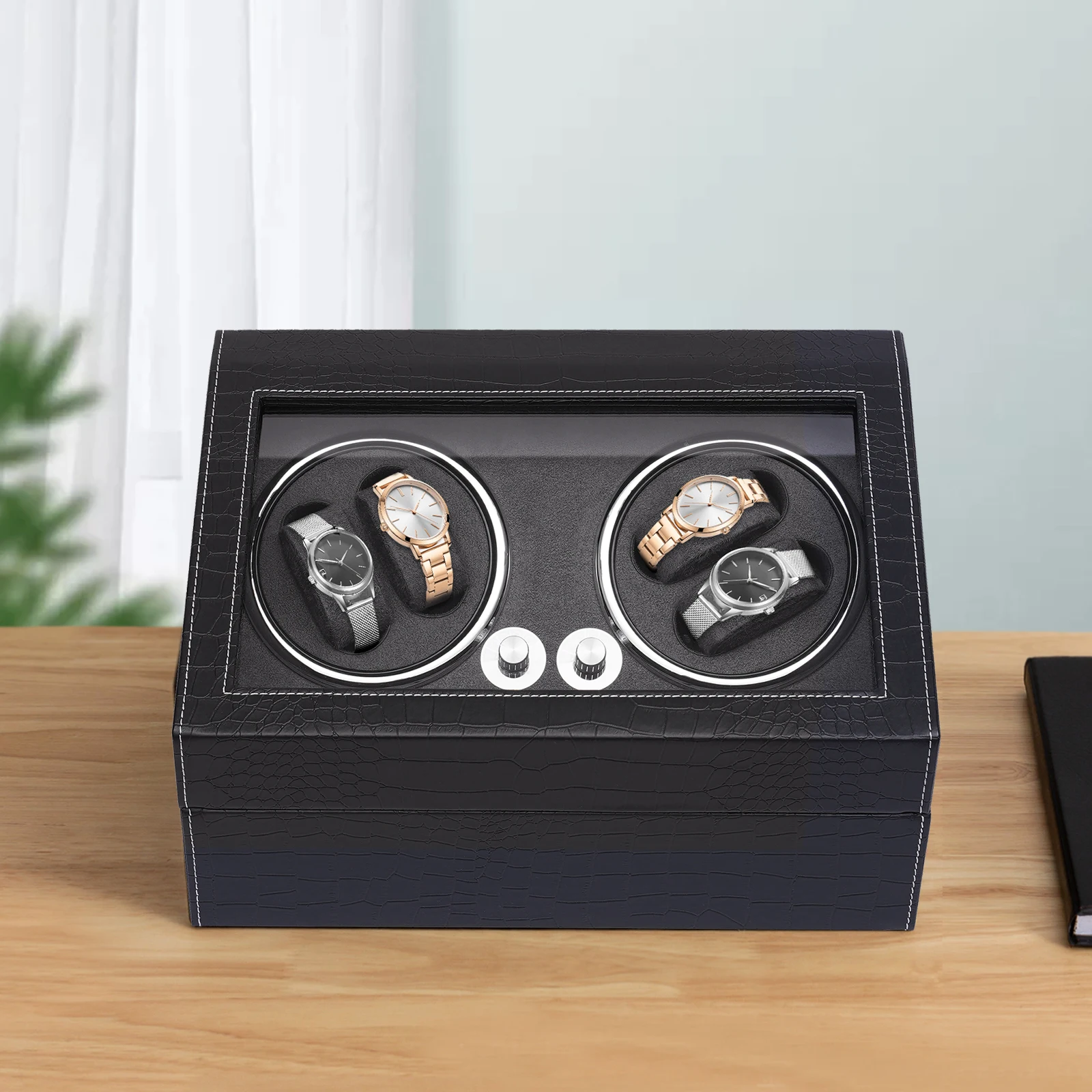 Watch Winder 5 Rotation Ultra-Quiet Motor Automatic Watch Box with LED Light