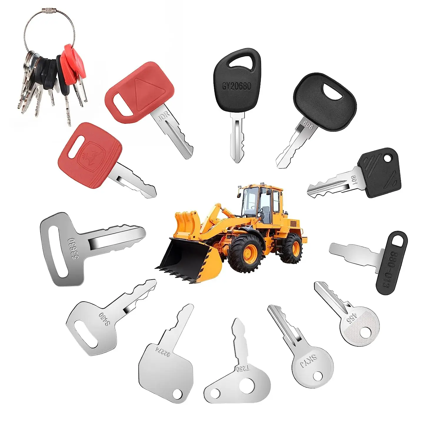 2023 12 Pcs Replacement Ignition Key Set Car Master Key Ignition Start Key For Tractors Agricultural Heavy Plant Machinery