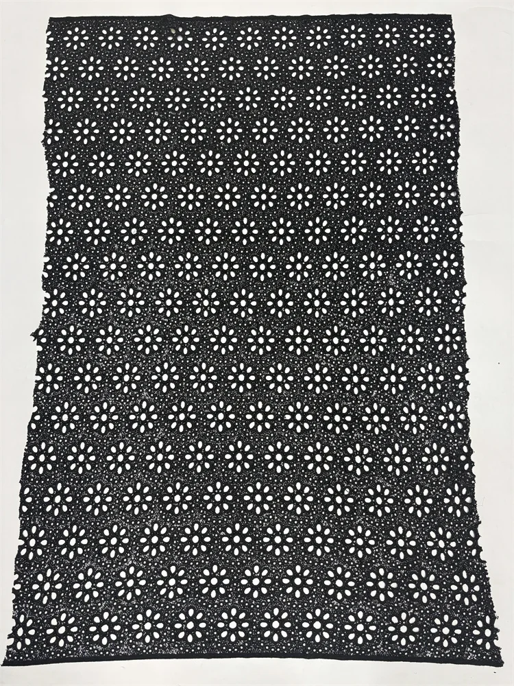 Neuer Stil Luxuriöser Schwarzer Bestickter Pailletten-Afrikanischer Spitzenstoff 2026 Hochwertige Wasserlösliche Modische Spitze 5 Yards – Detail 11