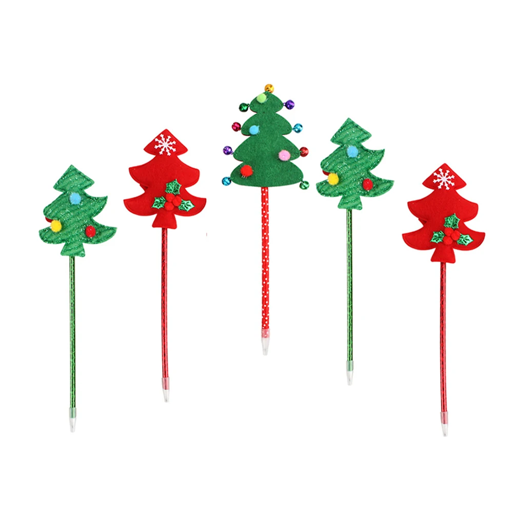 

5Pcs Christmas Ballpoint Pens Cute Tree Shape Design Free Flowing Ink for Daily Writing Kids Stationery Set Lovely Pens