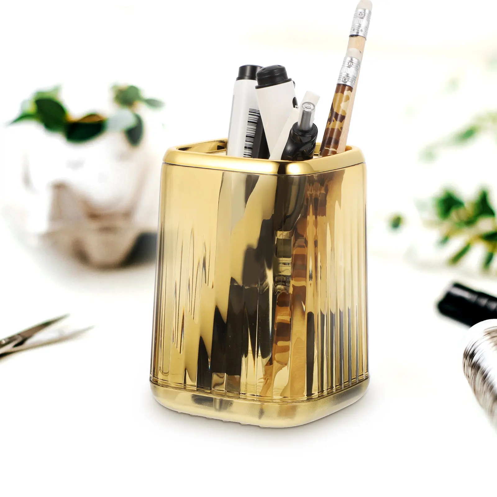 

Sturdy High Grade Makeup Brush Holder Pen Container Desktop Organizer Brush Cup Decorative Tabletop Storage for Vanity