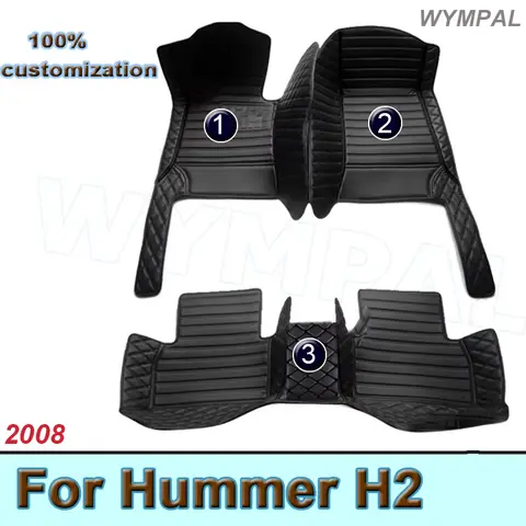 Hummer H2 2008 용 자동차 바닥 매트 맞춤형 자동 발 패드 자동차 카펫 커버 인테리어 액세서리