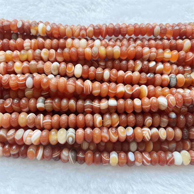 4*8MM Abacus Red Line Agate Onyx Rondelle Undyed Organic Gem Gemstone Minerals Healing Power Natural Stone Beads Jewelry DIY