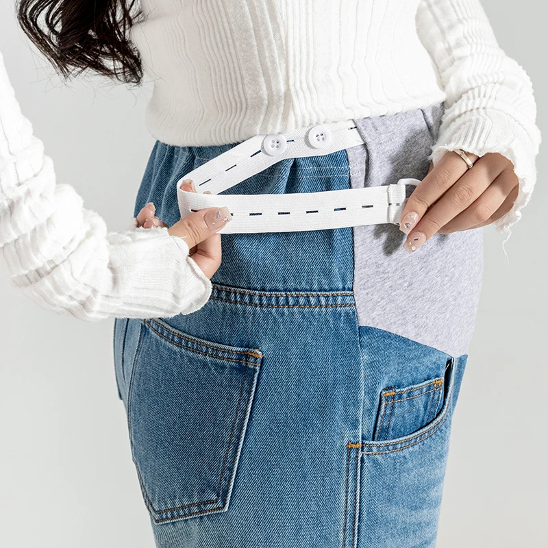 Jeans jeans casual para gestantes, calça reta e solta na barriga, calças compridas para gravidez, roupas para primavera e outono