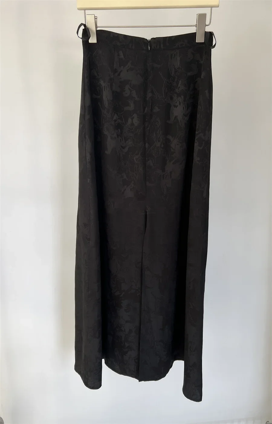 Back Split Womn Zipper High Waist Fashion Jacquard Black Midi Skirt Early Autumn