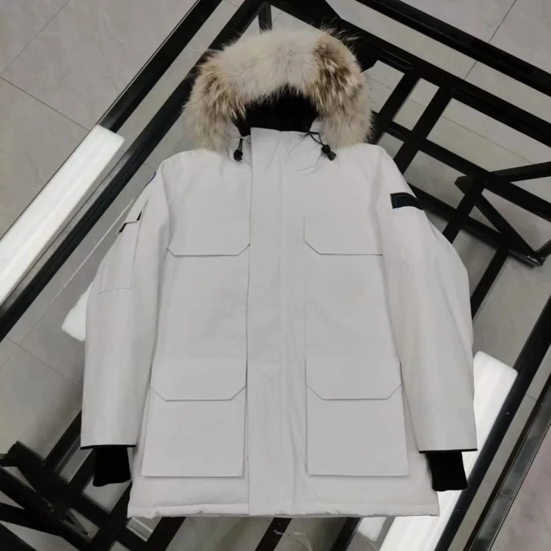 Cana*a Go*se Solid Color Windproof Crop Puffer Jacket Unisex Winter Thick Short Style 90% White Goose Down Jacket Womans Coats