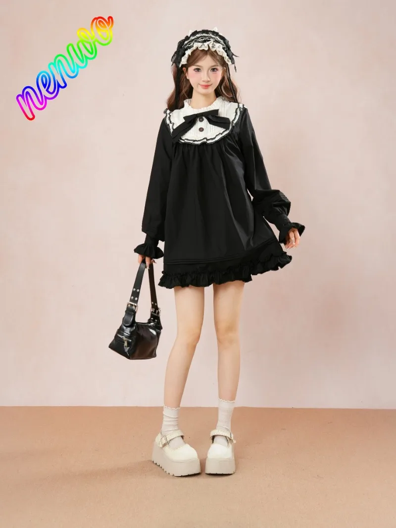 

Милый короткий комплект в японском стиле для женщин: белая рубашка с длинным рукавом, осенние новые короткие брюки, костюм в стиле лолита, наряд принцессы