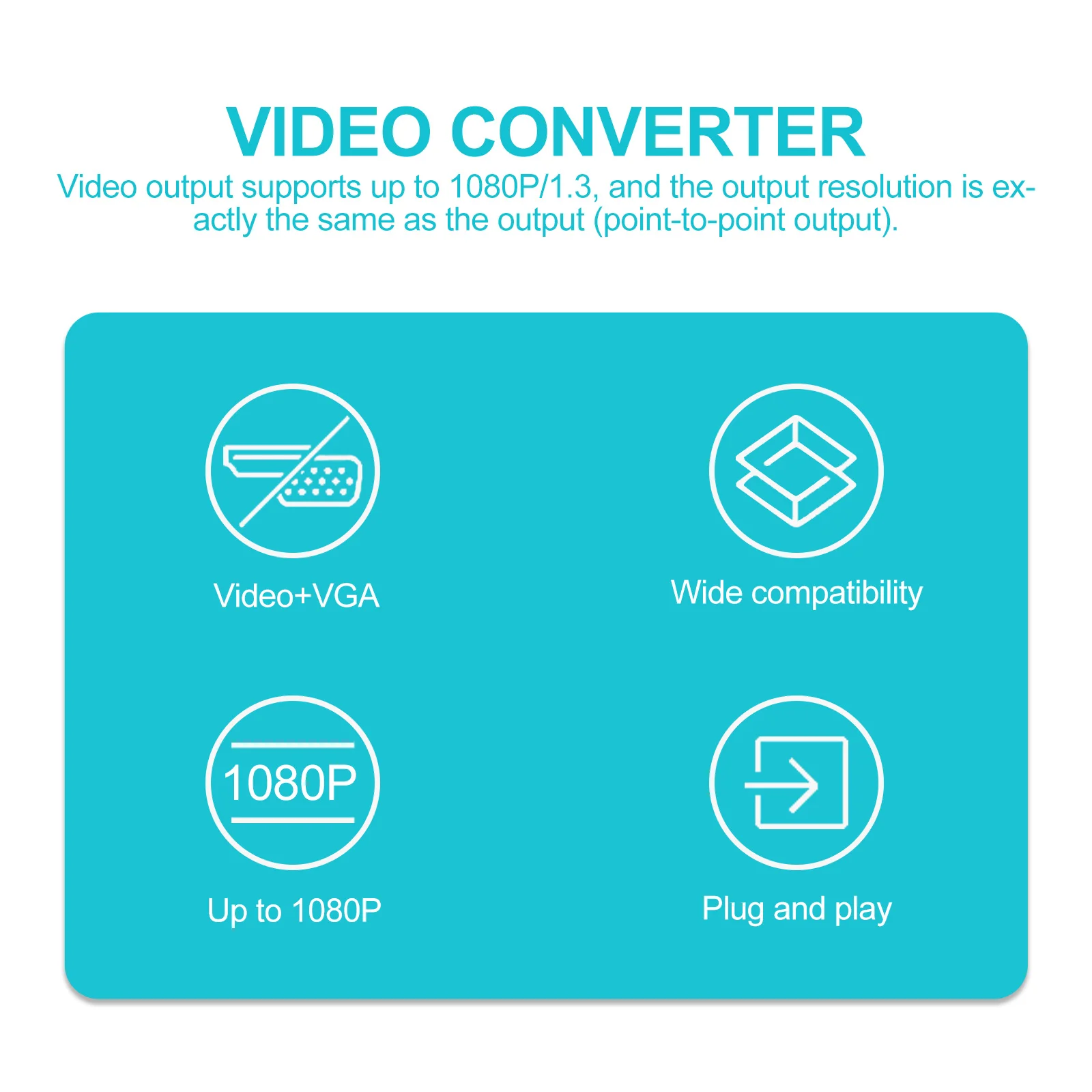 محول Vga محول 1080P محول إخراج الفيديو عالي الوضوح مادة ABS تركيب سريع مقاوم للاهتراء #3