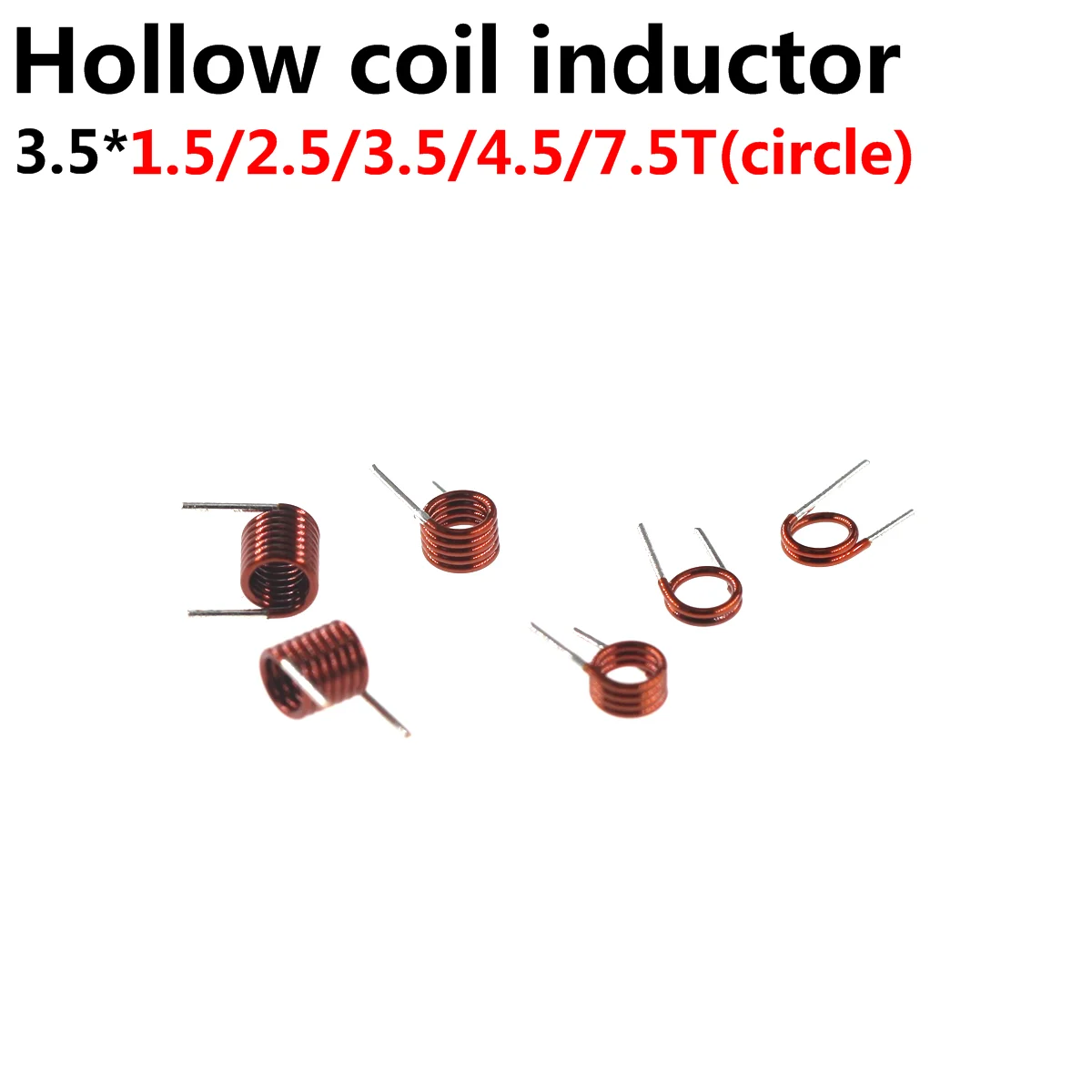 

200pc coilcraft inductor 3.5*7.5t*0.7 Copper Wire Hollow Coil Inductance Remote Control FM Inductor 3.5*1.5/2.5/3.5/4.5/7.5T*0.7