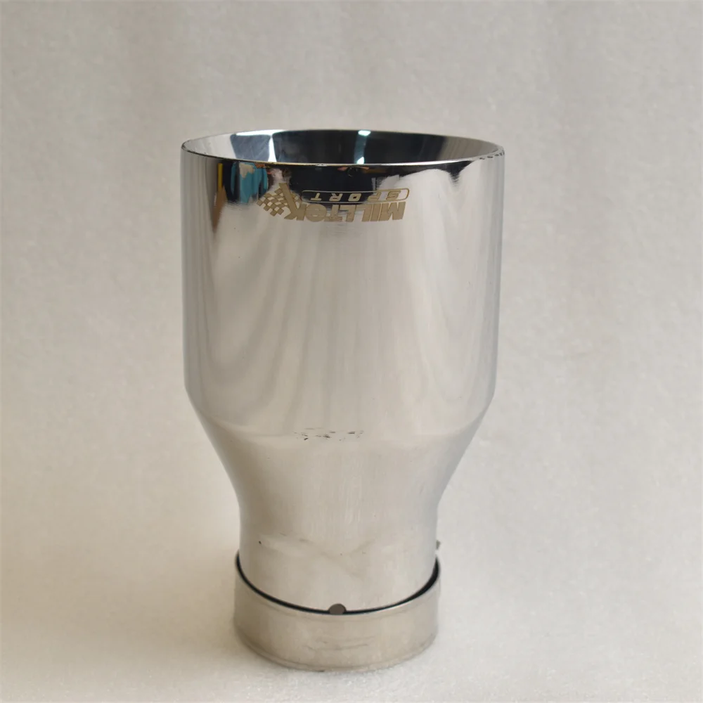 MILLTEK SPORT 304 الفولاذ المقاوم للصدأ العادم تلميح 2.5 بوصة مدخل 4 بوصة منفذ 6.9 بوصة طويلة مائل جبل فوهة العادم