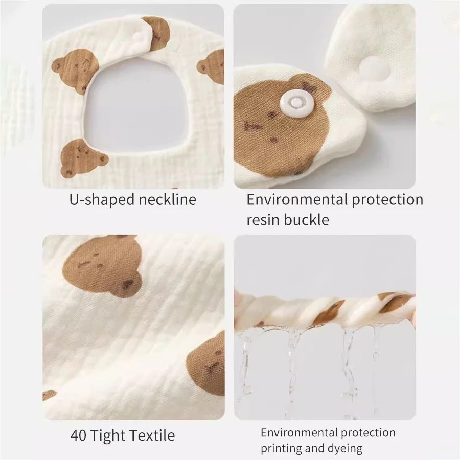 4 Stück besonders weiche und bequeme Baby-Lätzchen, geeignet für Babys im Alter von 0–3 Jahren, mit Druckknopfverschluss, waschbar – maschinenwaschbar, wasserdichte Lätzchen aus Mullstoff für Neugeborene, ideal als Geschenk zur Babyparty, besonders weiche Lätzchen für Herbst und Winter. – Detail 6