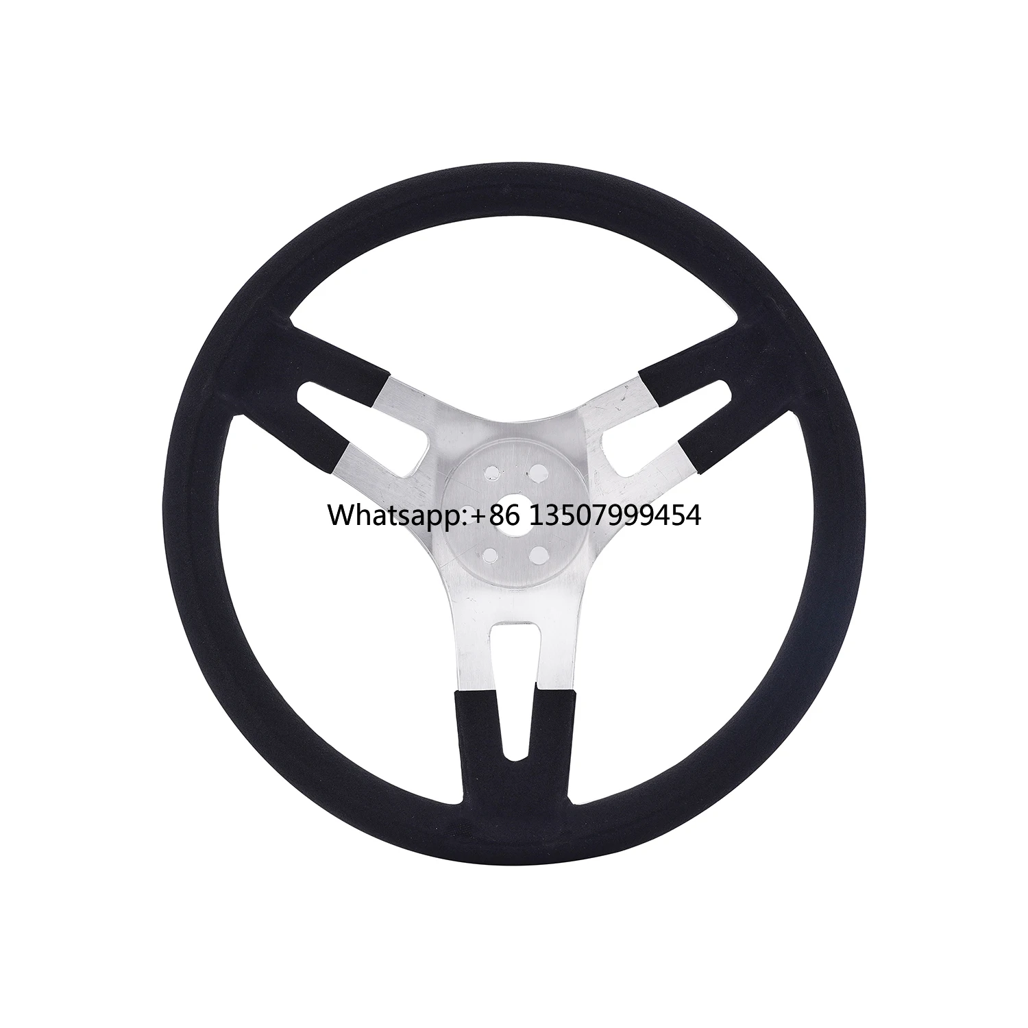 

13" Dished Aluminum Steering Wheel 6 Holes Polished Wrapped With Black Rubber Race Car Parts STW-13613D-POL-BLK